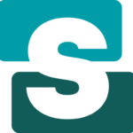 Logo Icon Solutiondesigners: zwei Rechtecke in Grüntönen und davor ein S in weiß